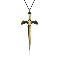 wholesale S925 silver dark-themed designer high-end dagger pendant with Gothic style and natural gemstone necklace-Natural garnet pendant (with silver chain)