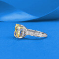 wholesale S925 silver set with 9*10mm chunky square-cut yellow diamond ring for women, high-carbon diamond ice flower cut,-0-1