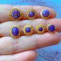 wholesale S925 silver gold-plated natural charoite bread bead spacer DIY accessory semi-finished jewelry for bracelets and necklaces-0-2