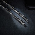wholesale Silver Plated 18k White Gold 65mm Euro-American Cross-Border Hip Hop Style Tennis Chain with 1ct Black Moissanite Men's Necklace-0-1