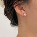 wholesale S925 Sterling Silver Smooth Minimalist Hoop Earrings for Women, Small Niche Luxury Fashion Eco-style Ear Clips Trendy-0-3