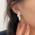 wholesale S925 Sterling Silver Long Bow Stud Earrings for Women, Luxury Fashion Elegant Earrings, Japanese and Korean New Collection-0-2