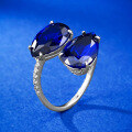 wholesale Metal material first, Mu Jing Jewelry live same export new style ring teardrop 3ct blue spinel 8*12 open ring-0-1
