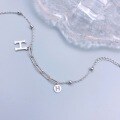 wholesale S925 Sterling Silver Ins Style Geometric Double H Letter Minimalist Beaded Bracelet Simple and Unique Niche Design Hand Accessory-0-2