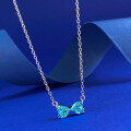 wholesale S925 Silver New Style 6*6 Heart-shaped Aquamarine Necklace Fashion Socialite Pendant for Women 40+5cm-0-1