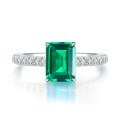 wholesale S925 Sterling Silver New Retro Rectangular 6*8 Green Zircon One-Carat High Carbon Diamond Women's Ring-0-5
