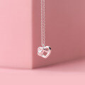 wholesale S925 silver petite linear heart pendant necklace for women, Korean-style elegant and sweet heart-shaped choker D8178-0-1