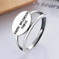 wholesale S925 Sterling Silver Korean-style Round Pendant English Double-layer Paris Word Romantic Couple Ring Open Ring-0-0