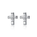 wholesale S925 Sterling Silver Korean-style Mini Diamond-Studded Cross Earrings, Dainty and Stylish Student Fashion Earrings G4436-0-4