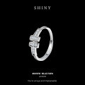 Sterling Silver Narrow T1 Diamond Open Ring, Coil Setting, High-End Ins Style-0-4