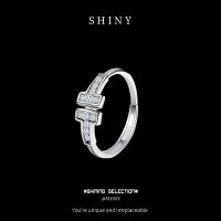 Sterling Silver Narrow T1 Diamond Open Ring, Coil Setting, High-End Ins Style-S925 sterling silver + moissanite  Adjustable opening