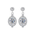 wholesale S925 Sterling Silver Circle Moissanite Earrings, Personalized and Exquisite Dangle Earrings for Women, Small and Niche, Versatile and High-End Feeling Ear Accessories Cross-Border-0-4