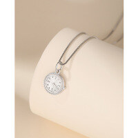 wholesale 999 Sterling Silver 520 WatchClock Necklace for Women, Small and Minimalist, Luxury High-End Feel, Xiaohongshu Viral Collarbone Chain-Platinum pendant (without chain)  999 silver