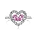wholesale S925 Sterling Silver Cross-Border New Ring for Women, Fashion Sweet Rainbow Pink Barbie Series Heart-Shaped Zircon Ring-0-13