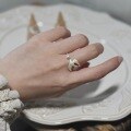 wholesale S925 Sterling Silver Chasing and Flying Bird Pearl Open Ring, New Chinese Style Ancient Charm Niche Elegant Design Swallow Ring-0-1