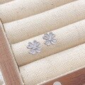 wholesale S925 Sterling Silver Fashion Four-Leaf Clover Petal Ear Studs with Inlaid Diamond, Luxe and Advanced Sense Lucky Earrings-0-0