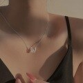 wholesale Metal hollow butterfly necklace for women, lightweight luxury ins minimalist style, high-end sense collarbone chain, simple and elegant sweater chain trendy-0-2