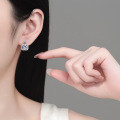 S925 Sterling Silver Moissanite Rectangular Earrings for Women, Elegant and Versatile-0-2