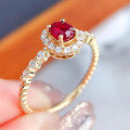 wholesale S925 Sterling Silver, 18K Gold, and Glass Red Elk Full Body Ring, European and American Court Style Women's Ring, Fashion Versatile Band-0-2