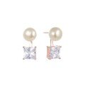 wholesale 925 Sterling Silver Freshwater Pearl Earrings for Women, Simple and Stylish Versatile Elegant Diamond-Studded Convertible Earrings-0-4