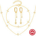 wholesale S925 Sterling Silver Four-Point Star Diamond-set Alluring Sky Jewelry Set-0-8