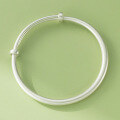 wholesale 999 Silver Minimalist Matte Textured Push-Pull Bangle S7837, Fresh and Sweet-0-2