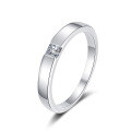 wholesale Pt950 Platinum Plated S925 Sterling Silver Square Moissanite Couple Rings Unisex Fashion Minimalist Band-0-4