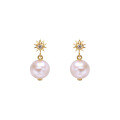 wholesale 925 Silver Korean and Japanese-style minimalist starry earrings for women, new simple and versatile natural pearl ear studs and ear clips-0-1