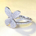 wholesale S925 Silver New Butterfly Diamond Ring Fashionable and Unique Luxury Full Circle Setting Diamond Ring for Women-0-2