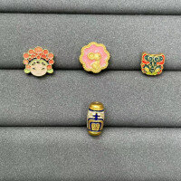 wholesale S925 ancient method silver Tianzu mask beast face gazing at the moon rabbit horizontal bead spacer handwoven DIY pure silver jewelry accessory-One barrel bead