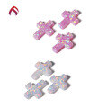 wholesale Metal Opal Cross Double-Sided Fire Iridescent Opal Polymer Cultivated Synthetic Opal Gemstone-0-4