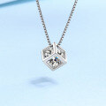 wholesale PT950 gold-plated S925 sterling silver necklace for women with love cube pendant and moissanite-0-0