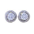 wholesale S925 Sterling Silver 1-Carat Simulated Diamond Luxuriously Set Full Diamond Stud Earrings for Women, European and American Cross-Border Style-0-4