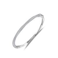 wholesale S925 silver plated with 18k gold GRF same style Mobius ring eternity bracelet fully paved with moissanite for women-Platinum One Size (17#)