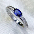 wholesale S925 Sterling Silver New 4*6mm Sapphire Oval Ring for Women, Exquisite and Versatile Style-0-1