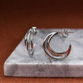 wholesale S925 Silver Gold-Plated Minimalist Design Crescent Moon Stud Earrings Set for Women-0-3