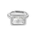 wholesale 925 Sterling Silver Original Niche Exaggerated Design Minimalist Geometric Square Inlaid Zircon Open Ring for Women-0-4