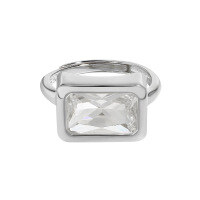 wholesale 925 Sterling Silver Original Niche Exaggerated Design Minimalist Geometric Square Inlaid Zircon Open Ring for Women-Platinum [No. 15/Adjustable]>Opening adjustable