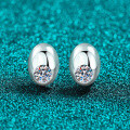 S925 Sterling Silver Moissanite Bean Earrings, Simple Everyday Fashion-0-4