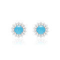 wholesale 925 Silver Gold-Plated Earrings with High Carbon Diamonds, Floral Design, and Blue Turquoise, Hot Selling Fashion Jewelry Versatile Earrings for Women-0-0
