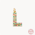 wholesale S925 Sterling Silver Luxury 26-letter Colored Zircon Initial Pendant, Cross-border Choker Necklace For Women-0-15