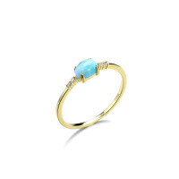 wholesale Sterling Silver Japanese-style Luxury Jewelry Exquisite Natural Larimar Zircon Ring Ultra-minimalist Larima Wholesale from Manufacturer-925 Silver Aquamarine Ring>Size 14