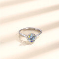 wholesale Sterling Silver 1-carat D-color Moissanite Ring for Women, Small Batch Design Gift for Girlfriend, Fashionable and Light Luxury-0-1