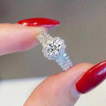 S925 Silver Oval Moissanite Solitaire Ring for Women-0-1