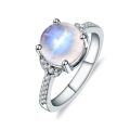 wholesale S925 Silver Vintage Cold Sense Natural Cream Blue Moonstone Ring, Popular in 2024-0-4