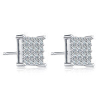 Metal French Light Luxury Lady Earrings, Wholesale Direct.-Square geometric stud earrings [K white]