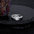 Metal Alloy Four-Prong Square-Set Moissanite Couple BFF Ring-0-0