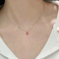 wholesale S925 Sterling Silver Peach Blossom Sweet Girly Heart Best Friend Necklace, Small Fragrant Style Elegant Diamond-Studded Fashion Versatile Collarbone Chain-0-1