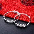 wholesale S990 Sterling Silver Korean Minimalist Baby Newborn Bracelet, Full Moon Gift Infant Silver Jewelry-0-2