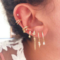 wholesale Brass Luxury High-end Crystal-embellished Colored Teardrop Ear Cuffs,ins。-0-2